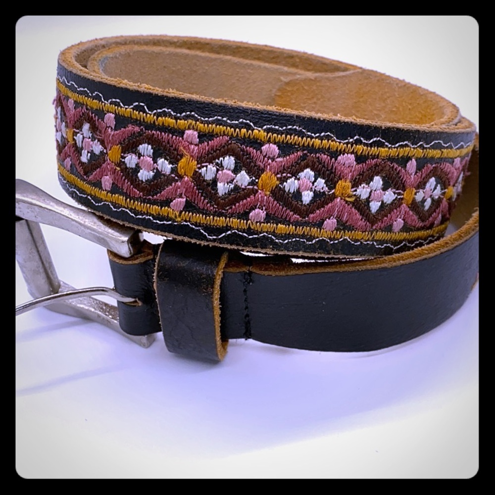 Embroidered Leather Belt